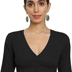 thevasa Women's Graceful Pleat V Neck Blouse-picture-18