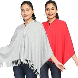 nene Breastfeeding Multi Purpose Scarf The Jersey Cotton Nursing Shawl, Breathable Breastfeeding Cover- Pack of 2 Large Size 180cmX55cm (Grey-Red)-picture-27