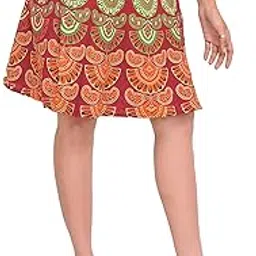 exotic india Sanganeri Wrap-Around Mini-Skirt with Printed Motifs-picture-32