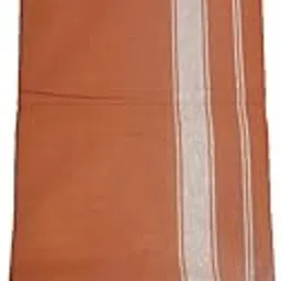 Men's Kerala Pure Cotton Dhoti Kavi Mundu with White Kara Border (Light Brown, 2 m)-picture-17