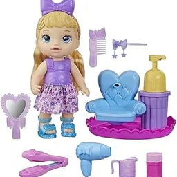 Baby Alive Sudsy Styling Doll, 12-Inch Toy for Kids Ages 3 and Up, Includes Baby Doll Salon Chair, Accessories, Bubble Solution, Blonde Hair image 1