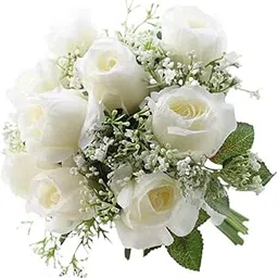 Bnf® Bridal Bouquet Elegant Wedding Bride Bouquet for Photo Prop Party Decoration White|Home & Garden |Wedding Supplies|Flowers, Petals & Garlands-image-5