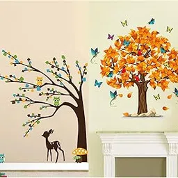 ESP Creation Combo Set of 2 Orange Tree | Brown Tree Cute Animals Wall Decals for Hall, Bedroom & Kitchen-picture-23
