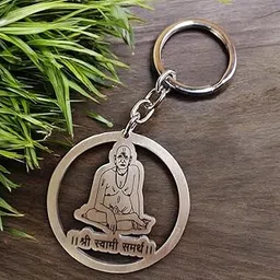Shri Swami Samarth Devotional Metal Keychain, Religious Spiritual Design, Silver-picture-27