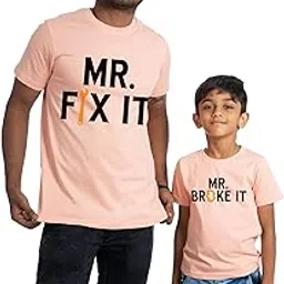 Dad and Son Tshirt Collection 2, 100% Cotton - (Single Piece only - not a Combo Pack. Add All Required Sizes to cart Before Placing Order)-picture-16
