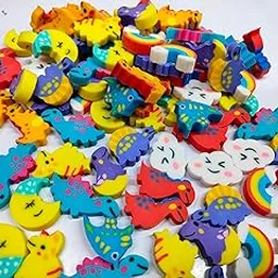 TOYSFAST 100 Cartoon Eraser Set - Multicolor Rubber School & Artist Eraser Gift Set (QW2)-picture-36
