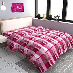 BREVARD Double Bed Woolen Fabric Checkered Design Quilt Cover/Duvet Cover/Rajai Cover/Blanket Cover for Winter (90X100 Inches, Pink)-picture-27