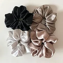 VIYANSHI Silk Satin Hair Ties Scrunchies Elastic Hair Band for Women (s11) - Multicolor-image-89