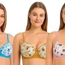 anamta Pack of 3 Women's & Girl's Full Coverage Multicolored Light Padded Bra.-picture-18