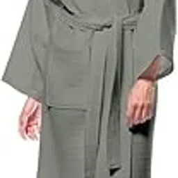 Enchant Home Premia - Pure Cotton | Highly Absorbent| Super Soft | Light Weight| Unisex Waffle Design Bath Robe (Sage Green)-picture-14