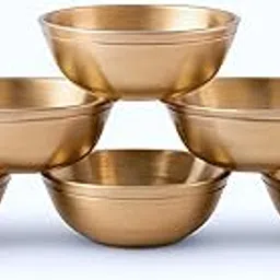 VIKITSU - Small Brass Bowl for Pooja | Brass Katori | Brass Bowl | Small Bowl for Prasadam | Brass Bowls for Puja Set of 6.-image-37