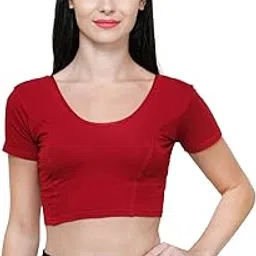 vami Women's Cotton Stretchable Blouse - Red-picture-12