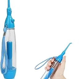 Water Dental Flosser, Pick Non Electric Portable Affordable Oral Irrigator, Cordless Manual Air Pressure, for Teeth Oral Irrigator Water Teeth Cleaner, Simple Operation for Home and Travel (Blue)-image-73