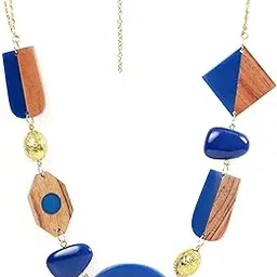 varchaa | Cool and Playful Geometric wood and resin Beaded Necklace-picture-35