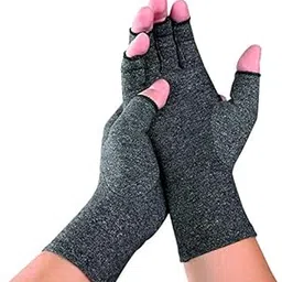 Copper Compression Unisex Open Finger Hand Gloves Arthritis Swelling Pain Relief, Rheumatoid, Osteoarthritis, Tingling or Numbness, Muscles, Palm & Finger Joint Pain Relief, Hand Mobility, (L) image 1
