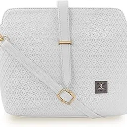 esbeda White Colour Twill Emboss Sling Bag For Women-picture-27