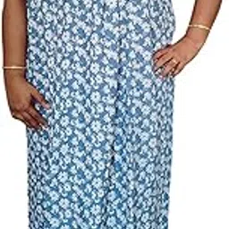 manvicare Rayon Fabric Floral Print Plus Size Sleeveless Nighties for Women and Girls - Sky Blue-picture-19