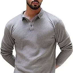 maniac || Mens || Textured Classic Rib || Polo Neck || Full Sleeve || Cotton T-Shirt-picture-34