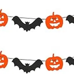 HASTHIP® Halloween Wall Decoration, Black Felt Spider and Web Garlands for Room Decor Spooky Festival Hanging Garlands for Wall, Door, Window, Pack of 2 image 1