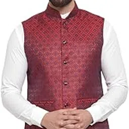 Men Art Silk Embroidered Lightweight Nehru Jacket For Party Wedding Festival Waist coat-image-9