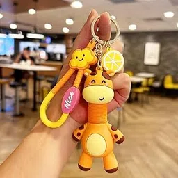 Cute Cartoon Giraffe Keychain for Girls & Kids | Soft Silicone Animal Key Chain | Funny Bag Charm Keyring for Car, Purse & Backpack | Adorable Toy Gift for Friends & Birthday Return Gifts-picture-38