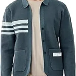 snitch Men's Sweater | Striped Design with Textured Knit | Viscose Polyester Blend Material, Regular Fit, Buttoned Closure & Point Collar | Casual Wear-picture-14