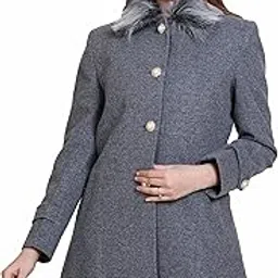 comfy sparrow Women Detachable Faux Fur Collar Coat-picture-59