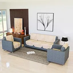 Kuber Industries Sofa Cover | 10 Piece | 5-Seater Sofa Cover for Home | Net Sofa Slipcover Set | Sofa Cover for Living Room | Sofa Slip Cover for Hall | Sofa Cover Set | Peacock-Design | Cream-picture-26