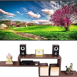 Madhuran Royal Engineered Wood Wall Mount Tv Entertainment Unit Cum Books Shelf (52 Inch,Walnut) Home Living Room Bedroom Decorative Items Showpiece Storage Organizer-picture-28