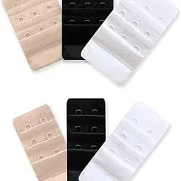 inner sense 2 & 3 Hook & Eye Bra Extenders- Black Skin White (pack of 6)-picture-14