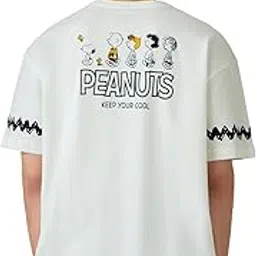 Official Peanuts: Keepin It Cool Men and Boys Oversized fit Half Sleeve Cotton White Color Men Oversized T-Shirts-image-80