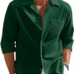 hemilique Men’s Casual Cotton Blend Shirt || Long Sleeve Button Down with Spread Collar || Lightweight Breathable Fabric || Stylish Solid Color Shirt for Beach, Office & Everyday Wear-picture-21