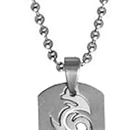 sullery Stylish Biker Dog Tag Silver Stainless Steel Necklace Chain for Men and Women-picture-31