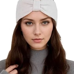Winter Women Bow Knot Headband Knitted Woolen Head Wrap for Kids Girls Turban Crochet Chunky Cable Hair Band Accessories Ear Warmer (White)-picture-42