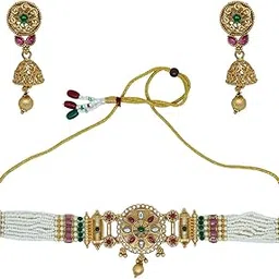 srijan fashions Rajwadi Traditional Chokar Necklace Set for Women-picture-53