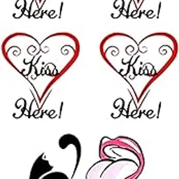 Tattoo Tech, 2 Sheets Large Temporary Tattoo, Adult Art Design Temporary Tattoos, Lasts 1-2 Weeks, Waterproof, Realistic Look, No Adhesive, No Reflection (Honymoon Heart Kiss Here Design)-picture-47