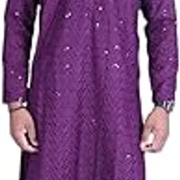 Men Stylish Purple Colour Function Wear Kurta Pajaama-image-1