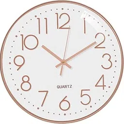 TEKCOOL Plastic Digital Wall Clock 12" Silent Quartz Decorative Latest Non-Ticking Classic Clock Battery Operated Round Easy to Read for Room/Home/Kitchen/Bedroom/Office/School- (Rose White) image 1