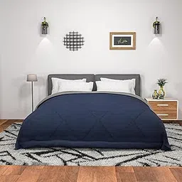 Kuber Industries Premium 90x100 Inch Reversible Supersoft Blanket for Heavy Winter | 300 GSM King Size Comforter & Garam Kambal for Home | Quilted Razai/Double Bed Blankets for Winter | Blue & Grey-image-55
