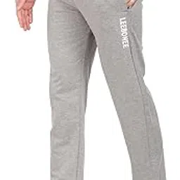 leebonee Men's Plus Size Solid Cotton Track Pant with Side Zip Pockets Grey-picture-49