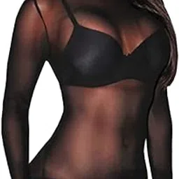 lrady Eiffel Women's Sheer Mesh Turtleneck Neck See Through Leotard Bodysuit Body Tops-picture-14