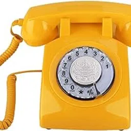 Vintage Telephone Retro Rotary Dial Telephone Old Fashioned Landline Telephone Desk Phone for Home Hotel Bedroom(Yellow)-picture-24