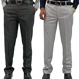 clavelite Formal Flat Front Trouser Pant Combo Pack for Men Gents Regular fit Cross Pocket Trouser for Office interviews Parties Pack of 2-picture-47