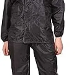 Neekshaa Women's Water Resistant Semi-Nylon Rain Coat with Pant, Black & Blue-picture-11