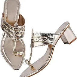 tryme Women's Kolhapuri Chappal Block Heel Sandals Ethnic Block Heel for Party & Occasions-picture-30