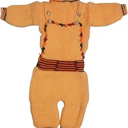 Unisex Baby Woolen Casual Dungaree Top for 0 to 6 Months | Soft Knitted Winter Wear Dress Set for Newborn Boys & Girls-image-54