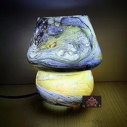 GVIBE 9w 3D Galaxy Pattern Night Table Lamp,Creative Coloured Glass Night Light, Table LED lamp for Home Office Decoration Birthday Gift Adults (Multi). (Yellow+Black) image 1