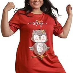 Women’s Printed Knee Length Cotton Nighty | Short Sleeve Nighty | Short Nightdress | Long T-Shirt | Regular Fit Night Gown | Casual Nightwear-image-46