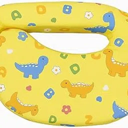 DTR Creation Baby Feeding Pillow | Soft Yellow Dinosaur Print Nursing Pillow for Breastfeeding & Support | U-Shaped Cotton Cushion for Newborns & Moms | Dino & Alphabet Design – Yellow Color-image-48