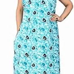 Women's Cotton Sleeveless Nighty Sleepwear Maxi Dress for Women in Cotton with Side Pocket| Free Size Nighties Super Soft Comfortable Fabric | Western Ladies Maxi Night Gown Nighty-image-3